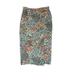 Rare Vintage Niki Lee California Denim Skirt Floral Print‎ Size 7 Women's ~ Midi